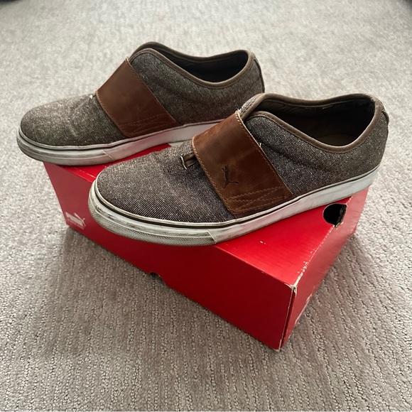 Men’s Puma Shoe Slip-On Size 9 Brown/White - Picture 1 of 9